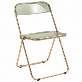 Lawrence Acrylic Folding Chair With Gold Metal Frame - LeisureMod LFG19A