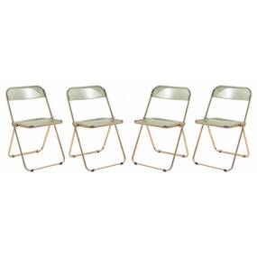 Lawrence Acrylic Folding Chair With Gold Metal Frame, Set of 4 - LeisureMod LFG19A4