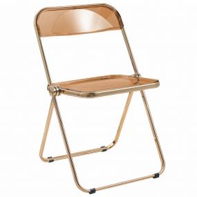 Lawrence Acrylic Folding Chair With Gold Metal Frame - LeisureMod LFG19OR