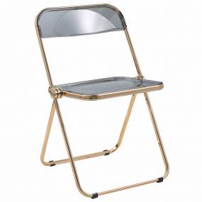 Lawrence Acrylic Folding Chair With Gold Metal Frame - LeisureMod LFG19TBL