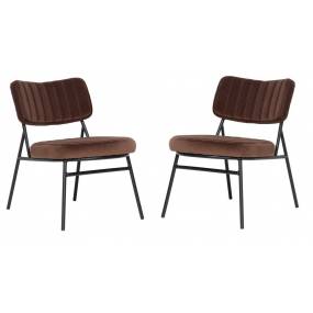 LeisureMod Marilane Velvet Accent Chair With Metal Frame ( Set of 2 ) - LeisureMod MA29BR2