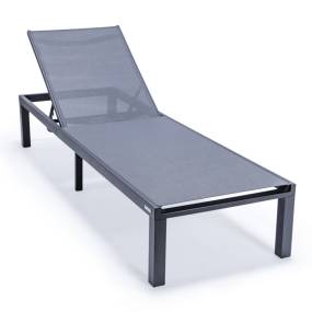LeisureMod Marlin Patio Chaise Lounge Chair With Black Aluminum Frame - Leisuremod MLBL-77DGR