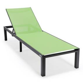 LeisureMod Marlin Patio Chaise Lounge Chair With Black Aluminum Frame - Leisuremod MLBL-77G