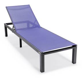 LeisureMod Marlin Patio Chaise Lounge Chair With Black Aluminum Frame - Leisuremod MLBL-77NBU
