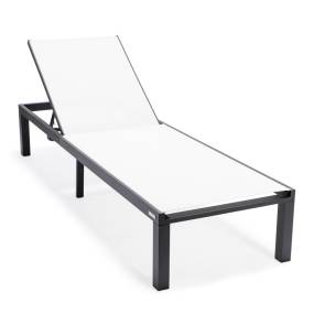 LeisureMod Marlin Patio Chaise Lounge Chair With Black Aluminum Frame - Leisuremod MLBL-77W