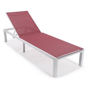 LeisureMod Marlin Patio Chaise Lounge Chair With White Aluminum Frame - Leisuremod MLW-77BRG