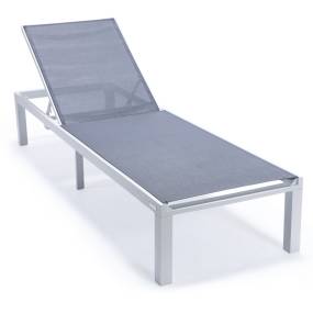 LeisureMod Marlin Patio Chaise Lounge Chair With White Aluminum Frame - Leisuremod MLW-77DGR