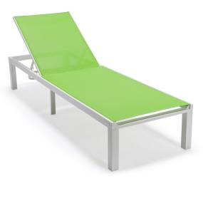LeisureMod Marlin Patio Chaise Lounge Chair With White Aluminum Frame - Leisuremod MLW-77G