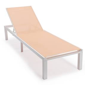 LeisureMod Marlin Patio Chaise Lounge Chair With White Aluminum Frame - Leisuremod MLW-77LBR