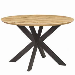 Ravenna 47" Round Wood Dining Table With Modern Metal Base - LeisureMod RTX47NW