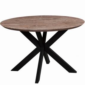 Ravenna 47" Round Wood Dining Table With Modern Metal Base - LeisureMod RTX47RGR