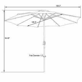LeisureMod Sierra Modern 9 ft Steel Market Patio Umbrella With Solar Powered LED & Tilt in Gray - Leisuremod SUBL-9GR