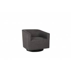 Leonard Swivel Accent Chair in Taupe Gray Upholstery, Walnut Brown Base - Kosas Home 53051486