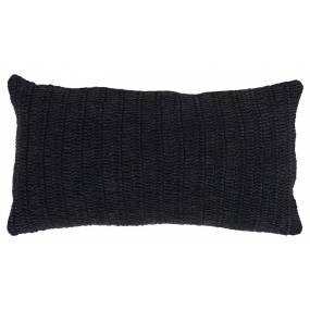 Nakeya Knitted 14" x 26" Throw Pillow, Black - Kosas Home V230055