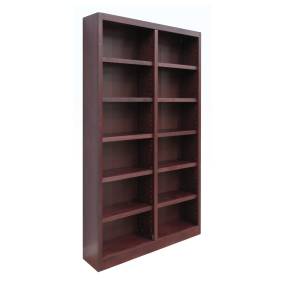  12 Shelf Double Wide Wood Bookcase, 84 inch Tall, Cherry Finish - Concepts in Wood MI4884-C