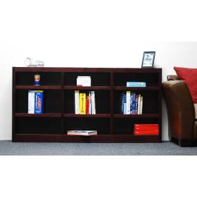  9 Shelf Triple Wide Wood Bookcase, 36 inch Tall, Cherry Finish - Concepts in Wood MI7236-C
