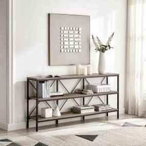 Kira 64" Wide Rectangular Console Table in Blackened Bronze/Antiqued Gray Oak - Hudson and Canal AT1358