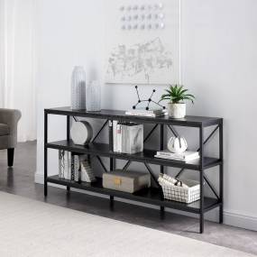 Kira 64" Wide Rectangular Console Table in Blackened Bronze/Black Grain - Hudson and Canal AT1359