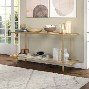 Inez 64'' Wide Rectangular Console Table in Brass - Hudson & Canal AT1553