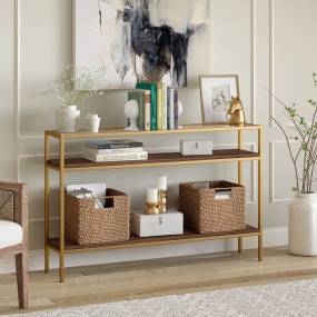 Felicia 47.6'' Wide Rectangular Console Table in Gold/Walnut - Hudson and Canal AT1673