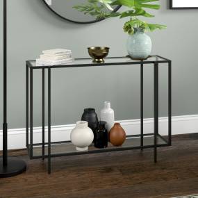 Vireo 42'' Wide Rectangular Console Table with Glass Shelf in Blackened Bronze - Hudson and Canal AT1750