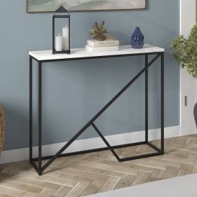 Stella 36" Wide Console Table with Faux Marble Top in Blackened Bronze - Hudson & Canal AT1752