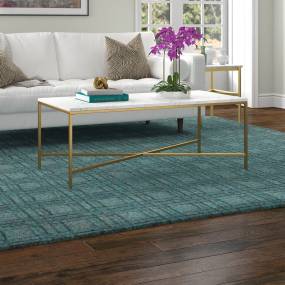 Henley 47.63'' Wide Rectangular Coffee Table with Faux Marble Top in Brass - Hudson and Canal CT1777