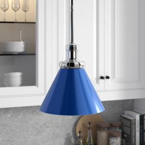Zeno 8.5" Wide Pendant with Metal Shade in Blue/Polished Nickel/Blue - Hudson and Canal PD1439