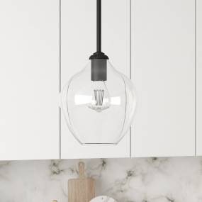 Marisa 8.63" Wide Pendant with Glass Shade in Blackened Bronze/Clear - Hudson and Canal PD1454