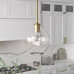 Marisa 8.63" Wide Pendant with Glass Shade in Brass/Clear - Hudson and Canal PD1455