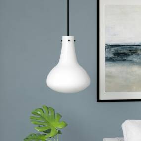 Yuri 11.75" Wide Pendant with Glass Shade in Blackened Bronze/White Milk - Hudson and Canal PD1461