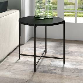 Loretta 23.63" Wide Round Side Table with MDF Top in Blackened Bronze/Black Grain - Hudson and Canal ST1791