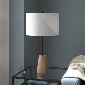 Killian 25.5" Limed Oak Table Lamp with Fabric Shade in Matte Black - Hudson & Canal TL1745