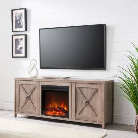 Granger Gray Oak TV Stand with Log Fireplace Insert - Hudson & Canal TV0672