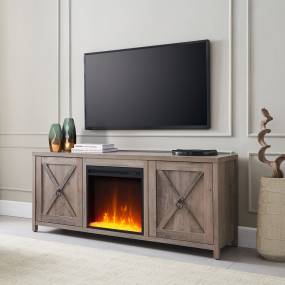 Granger Gray Oak TV Stand with Crystal Fireplace Insert - Hudson & Canal TV0673