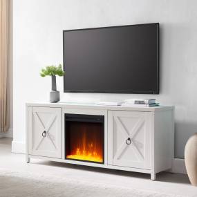 Granger White TV Stand with Crystal Fireplace Insert - Hudson & Canal TV0676
