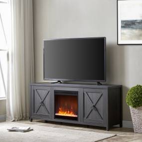 Granger Rectangular TV Stand with Crystal Fireplace for TV's up to 65" in Charcoal Gray - Hudson and Canal TV1373