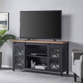 Clementine Rectangular TV Stand for TV's up to 65" in Black Grain/Golden Brown - Hudson and Canal TV1388
