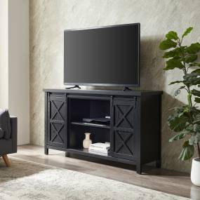 Elmwood Rectangular TV Stand for TV's up to 65" in Black Grain - Hudson and Canal TV1393