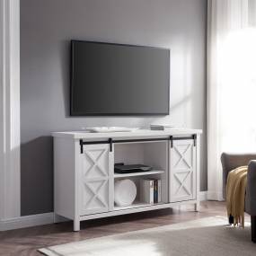 Elmwood Rectangular TV Stand for TV's up to 65" in White - Hudson and Canal TV1394