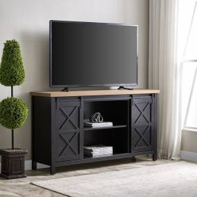 Elmwood Rectangular TV Stand for TV's up to 65" in Black Grain/Golden Brown - Hudson and Canal TV1395