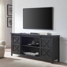 Elmwood Rectangular TV Stand for TV's up to 80" in Black Grain - Hudson and Canal TV1396