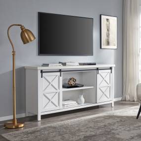 Elmwood Rectangular TV Stand for TV's up to 80" in White - Hudson and Canal TV1397