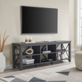 Sawyer Rectangular TV Stand for TV's up to 80" in Charcoal Gray - Hudson and Canal TV1405