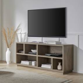 Bowman Rectangular TV Stand for TV's up to 65" in Antiqued Gray Oak - Hudson and Canal TV1406