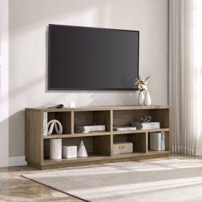 Bowman Rectangular TV Stand for TV's up to 75" in Antiqued Gray Oak - Hudson and Canal TV1408
