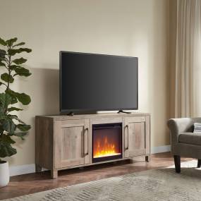 Chabot Rectangular TV Stand with Crystal Fireplace for TV's up to 65" in Gray Oak - Hudson and Canal TV1427