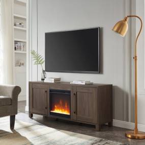 Chabot Rectangular TV Stand with Crystal Fireplace for TV's up to 65" in Alder Brown - Hudson and Canal TV1428