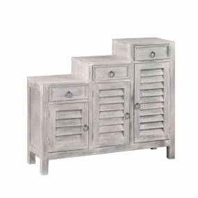 Sunset Trading Cottage Three Tiered Shutter Cabinet In Distressed Light Gray - Sunset Trading CC-CAB1181LD-SW