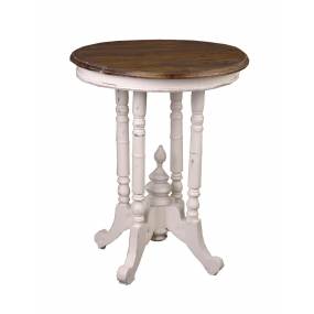 Sunset Trading Cottage Round End Table In Distressed White and Brown - Sunset Trading CC-TAB131TLD-AWRW